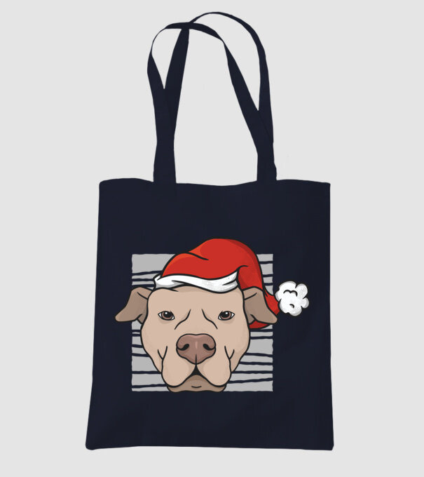 Pitbull de Crăciun model albastru închis pe tricou
