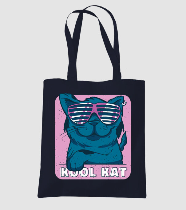 Kool Cat - Pisică Cool model albastru închis pe tricou