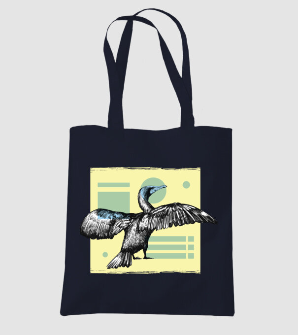 Pasăre cormoran model albastru închis pe tricou