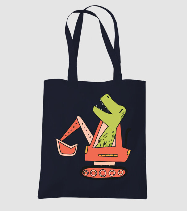Excavator dinozaur model albastru închis pe tricou