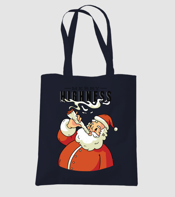 Merry Highness Mikulás fumează iarbă model albastru închis pe tricou
