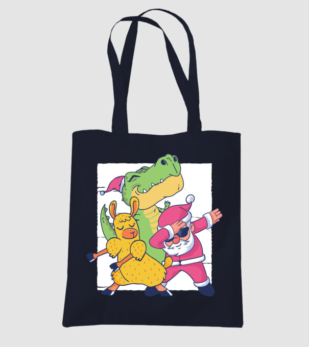 Moș Crăciun Llama T-rex DAB pentru Crăciun model albastru închis pe tricou