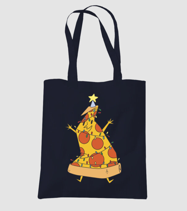 Pizza pom de Crăciun model albastru închis pe tricou