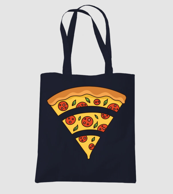 Felie de pizza Wifi model albastru închis pe tricou