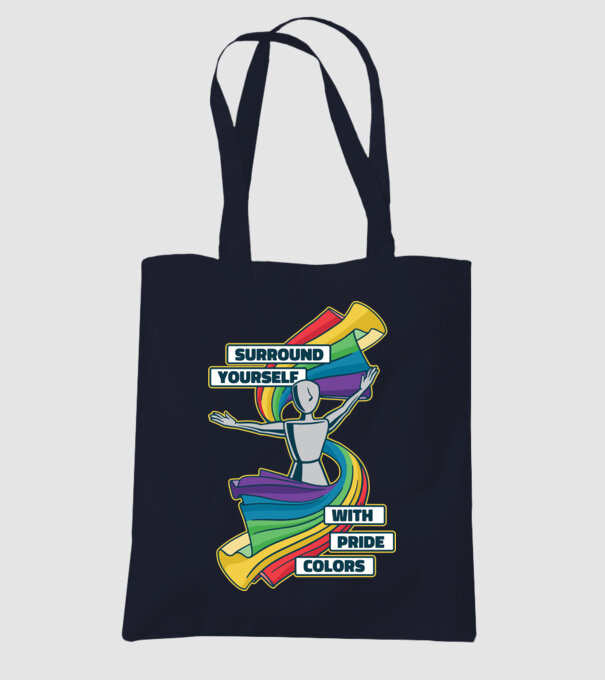 Pride cu curcubeu model albastru închis pe tricou
