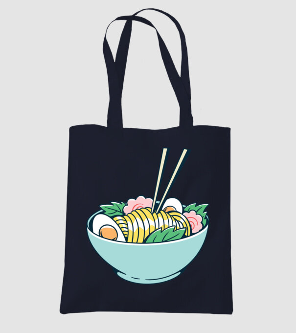Paste Ramen model albastru închis pe tricou