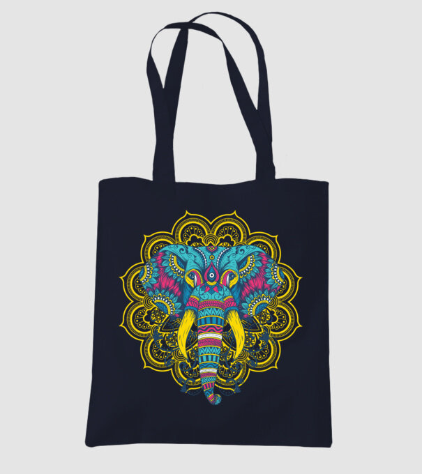 Elefant Mandala Colorat model albastru închis pe tricou