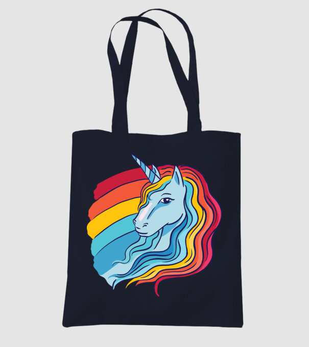 Unicorn cu Curcubeu model albastru închis pe tricou
