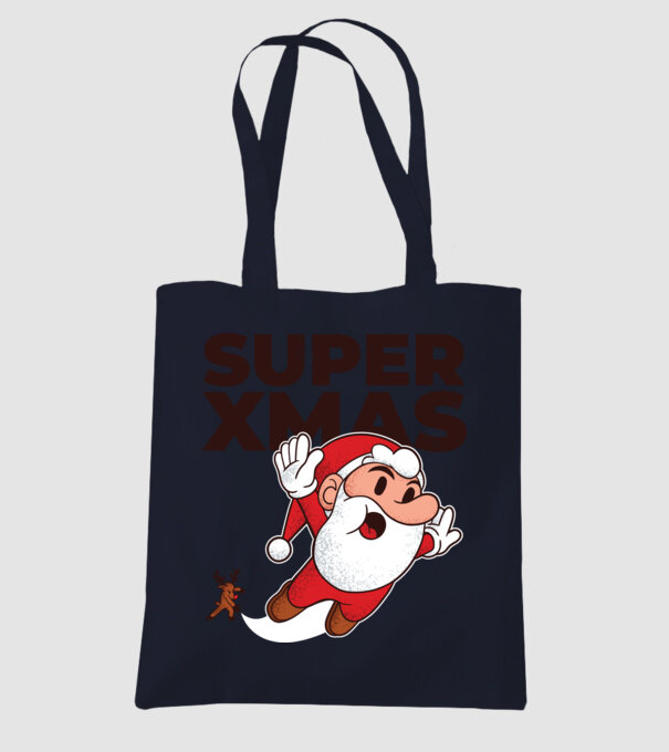 Super Moș Crăciun tricou de Crăciun model albastru închis pe tricou