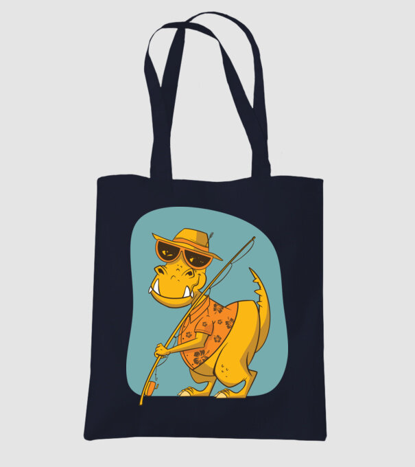 T-rex Pescar model albastru închis pe tricou