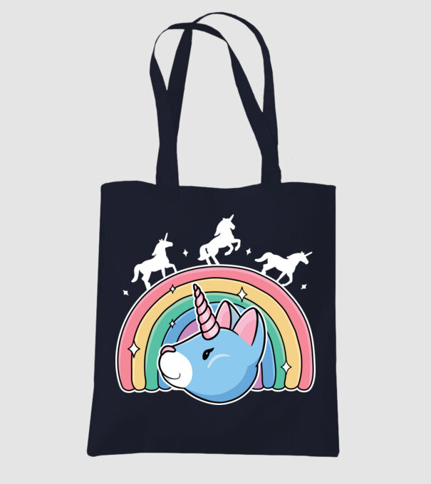 Pisică Unicorn model albastru închis pe tricou