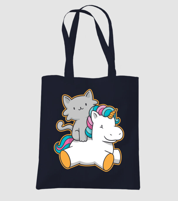 Unicorn Cu pisică model albastru închis pe tricou