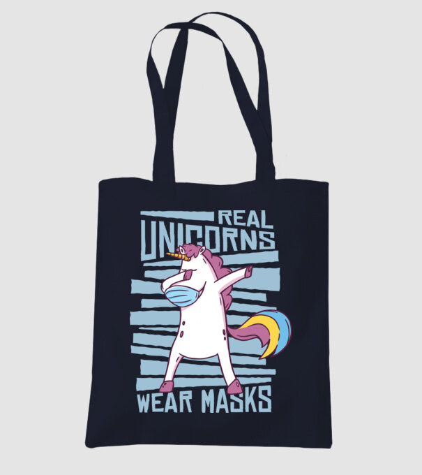 Unicorn DAB Mască model albastru închis pe tricou