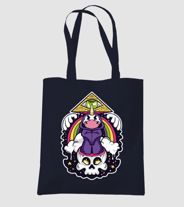 Unicorn Illuminati model albastru închis pe tricou