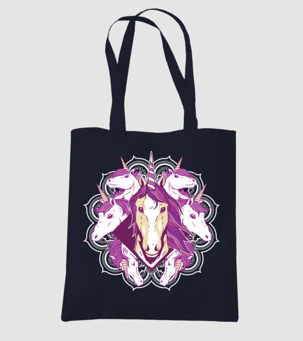 Unicorn Mandala model albastru închis pe tricou