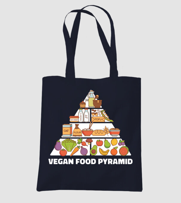 Piramidă vegan model albastru închis pe tricou