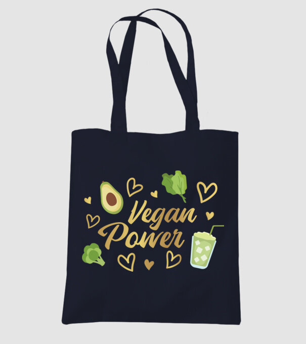 Vegan Power tricou vegan model albastru închis pe tricou