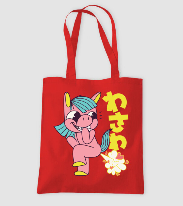 Bășică Unicorn model roșu pe tricou