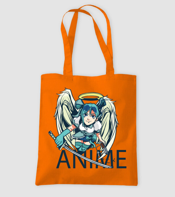 Anime fată cu sabie model portocaliu pe tricou