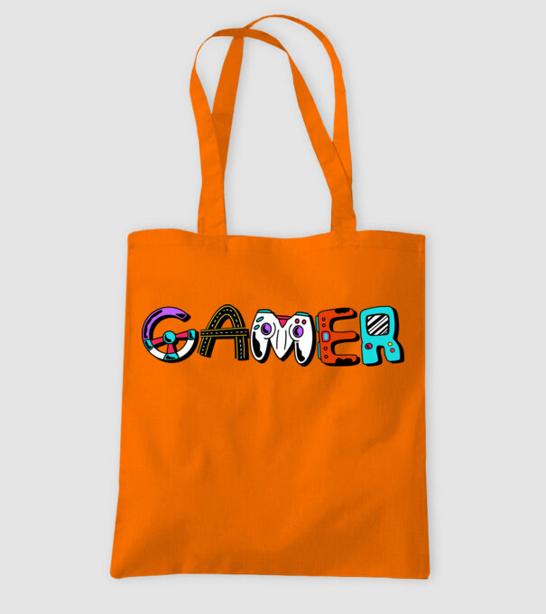Inscripție Gamer model portocaliu pe tricou