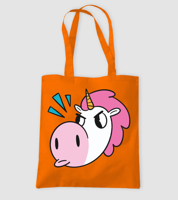 Unicorn supărat model portocaliu pe tricou