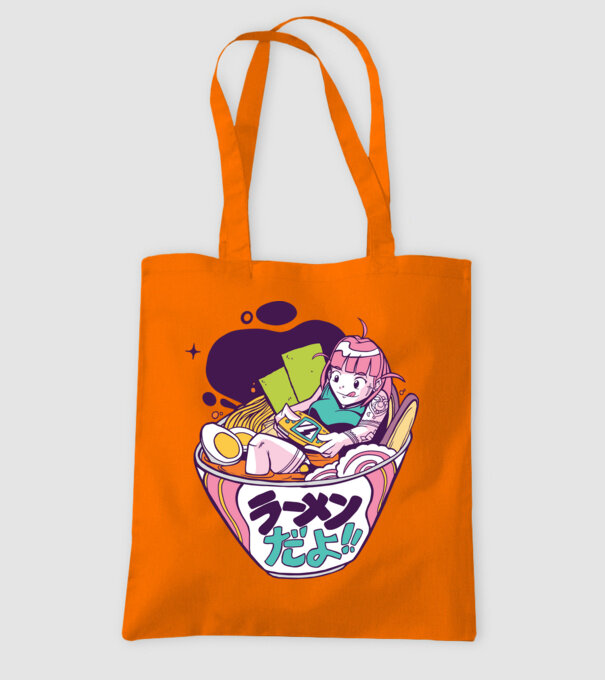 Ramen Anime Gamer fată model portocaliu pe tricou