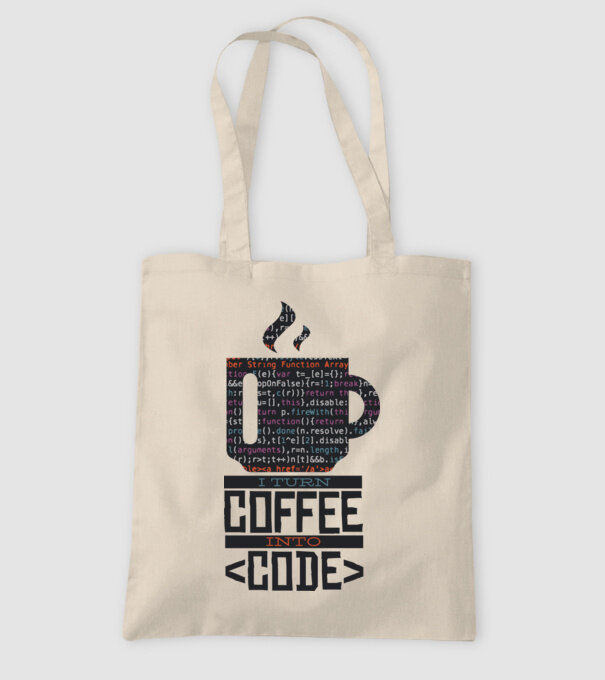 Transform cafeaua în cod - tricou programator model nisipiu pe tricou