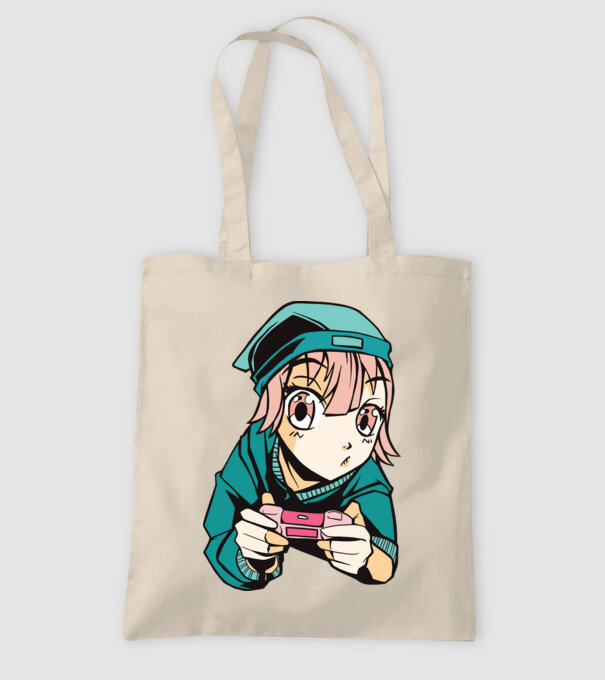 Anime fată Gamer model nisipiu pe tricou