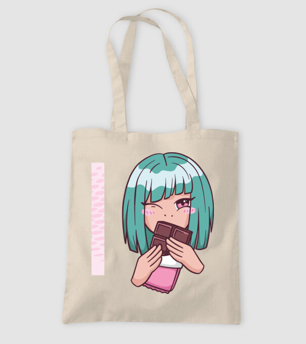 Anime fată cu ciocolată model nisipiu pe tricou