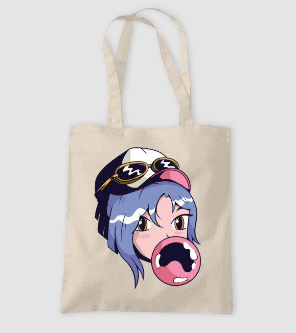 fată Anime cu gumă de mestecat model nisipiu pe tricou