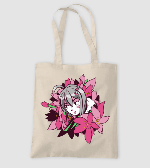 Anime fată printre flori model nisipiu pe tricou