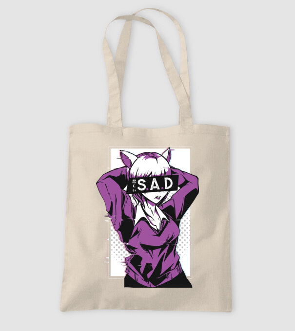Anime fată tristă model nisipiu pe tricou