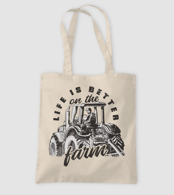 Viața este mai bună la fermă cu tractor model nisipiu pe tricou