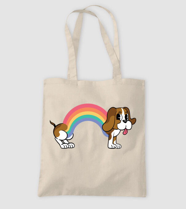 Beagle curcubeu model nisipiu pe tricou