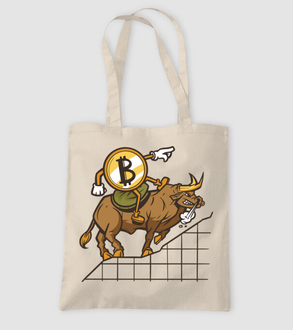 Taur Bitcoin model nisipiu pe tricou