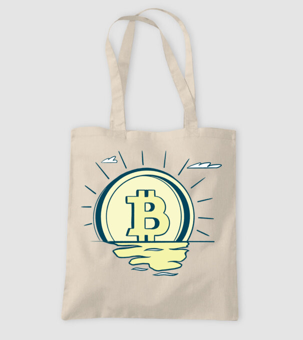 Bitcoin sunrise model nisipiu pe tricou