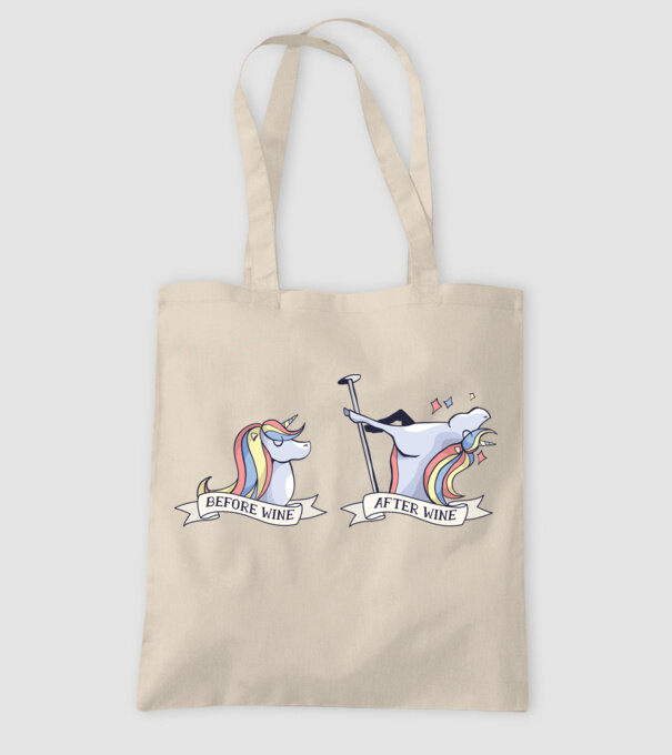 Înainte și după vin Unicorns model nisipiu pe tricou