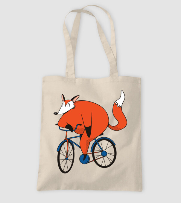 Vulpe cu bicicletă model nisipiu pe tricou