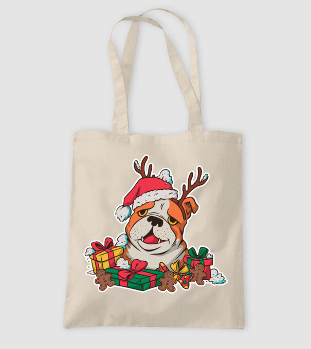 Bulldog de Crăciun model nisipiu pe tricou