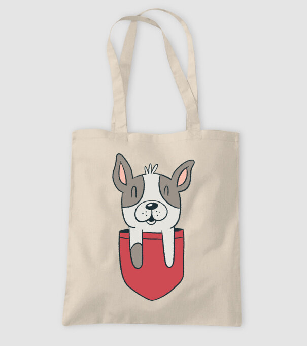 Buzunar pentru Bulldog francez drăguț model nisipiu pe tricou