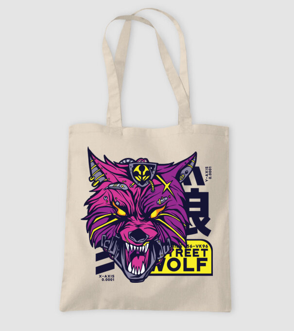 Cap de lup Cyberpunk model nisipiu pe tricou