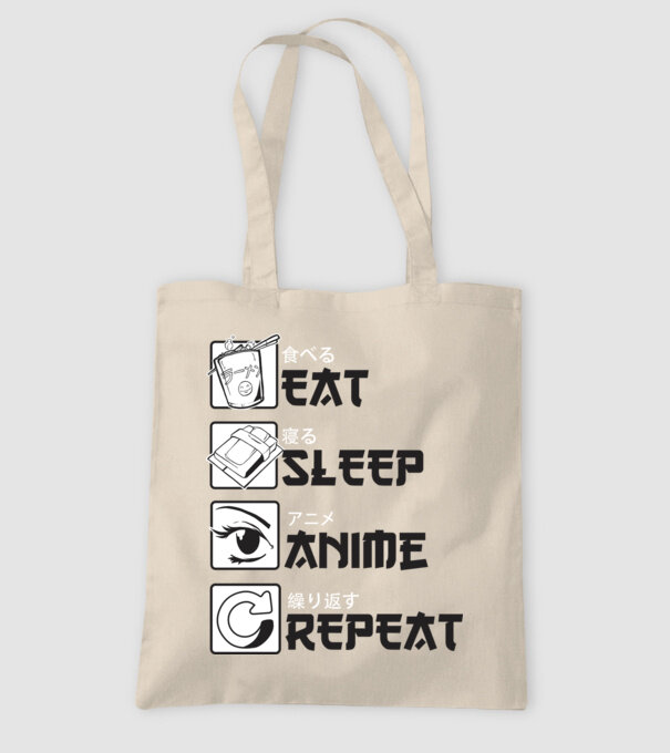 Eat Sleep Anime Repeat model nisipiu pe tricou