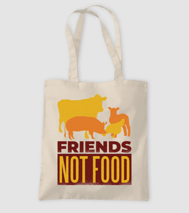 Friends not Food Vegán model nisipiu pe tricou