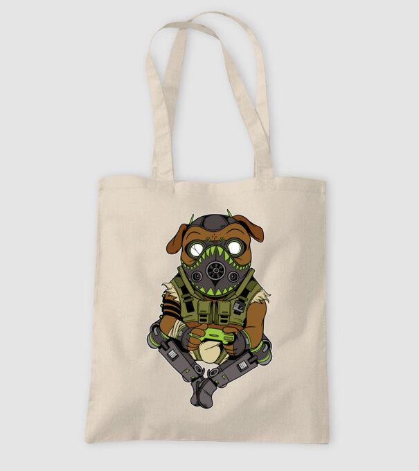 Mops Gamer model nisipiu pe tricou