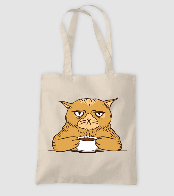Grumpy Cat - Pisică supărată cu cafea model nisipiu pe tricou