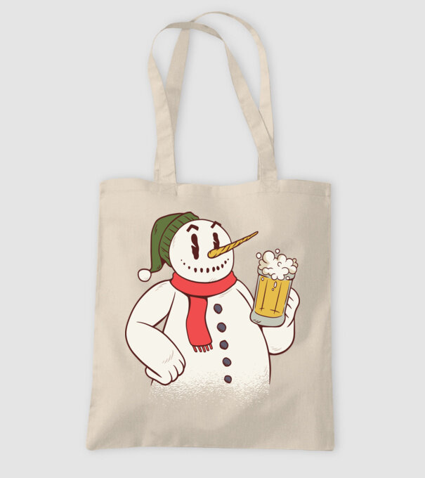 Om de zăpadă cu bere model nisipiu pe tricou