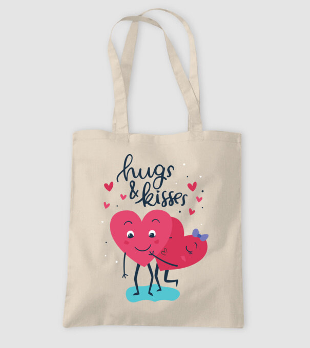 'Hugs and Kisses Tricou drăguț pentru Valentine''s Day' model nisipiu pe tricou