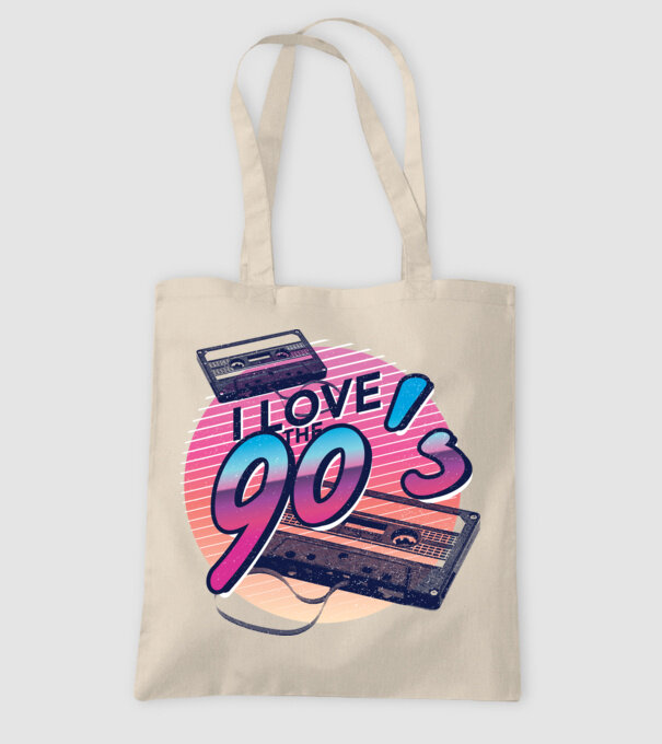 I love the 90s Casetă model nisipiu pe tricou