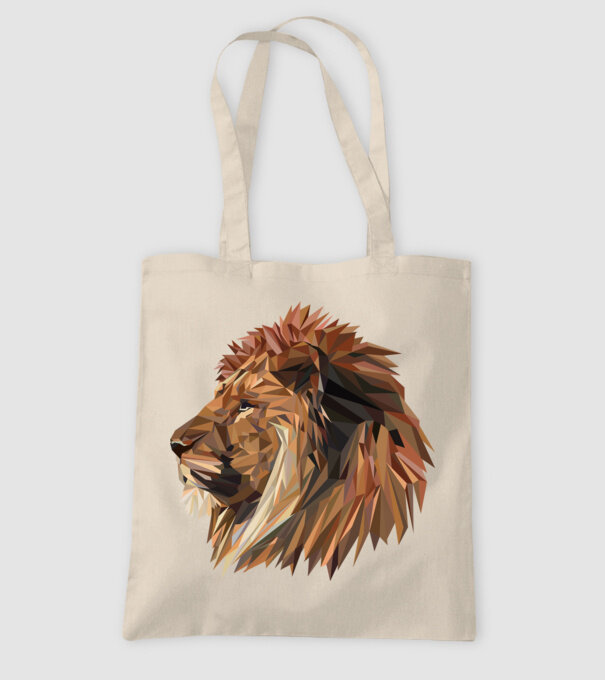 lion polygon model nisipiu pe tricou