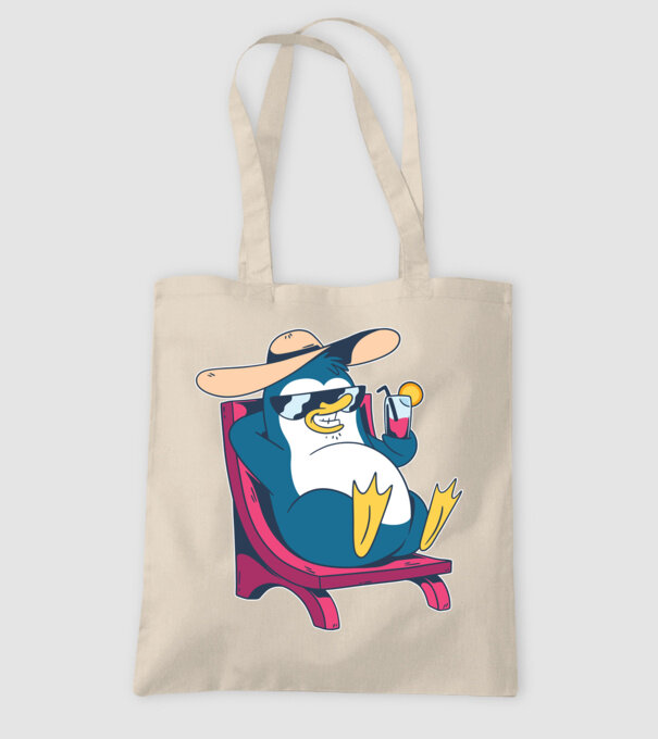 Pinguin cool stă la plajă la mare model nisipiu pe tricou